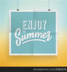Summer holiday poster design on tropical beach background. Vector eps10.
