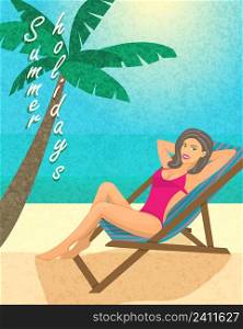 Summer holiday poster, print or banner template vector illustration
