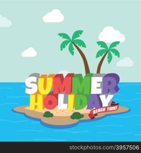 Summer holiday retro cartoon theme. Summer holiday retro cartoon theme vector art illustration