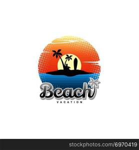 summer holidays beach sign symbol vector art. summer holidays beach sign symbol