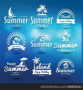 Summer holidays design elements set. Retro and vintage templates. Labels, Badges,emblem,vector illustration