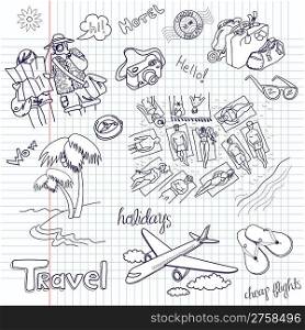 Summer Holidays Doodles! Vector illustration.