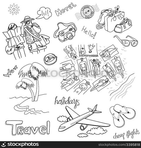 Summer Holidays Doodles! Vector illustration.