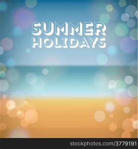 Summer holidays. Poster on tropical beach background. Vector eps10.