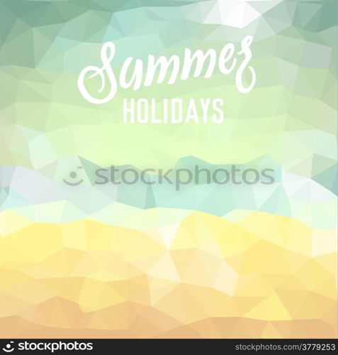 Summer holidays. Poster on tropical beach background. Vector eps10.