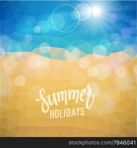 Summer holidays. Poster on tropical beach background. Vector eps10.