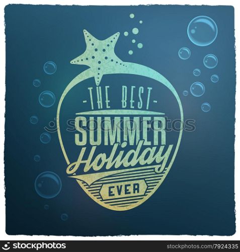 Summer Holidays Related Vintage Style Label with Water Bubbles