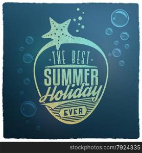 Summer Holidays Related Vintage Style Label with Water Bubbles