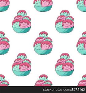 Summer. Ice cream in vases seamless pattern. Wonderful pattern with cold dessert. Print for cloth design, textile. Print for cloth design, textile, fabric, wallpaper