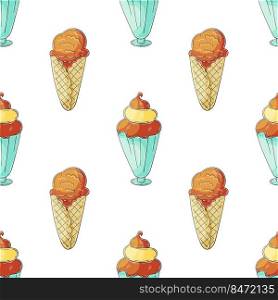 Summer. Ice cream seamless pattern. A wonderful bright pattern with a sweet cold dessert. Print for cloth design, textile, fabric, wallpaper. Print for cloth design, textile, fabric, wallpaper