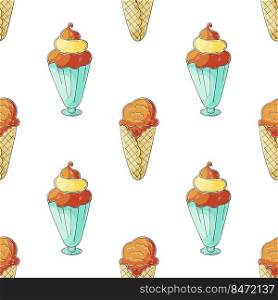 Summer. Ice cream seamless pattern. A wonderful bright pattern with a sweet cold dessert. Print for cloth design, textile, fabric, wallpaper, paper. Print for cloth design, textile, fabric, wallpaper
