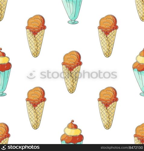 Summer. Ice cream seamless pattern. A wonderful bright pattern with a sweet cold dessert. Print. Print for cloth design, textile, fabric, wallpaper