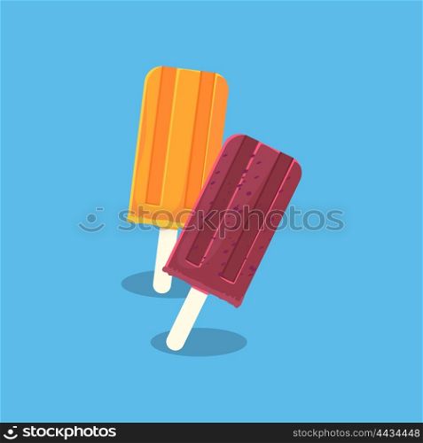 Summer Ice Cream. Summer poster label with ice cream. Vector illustration