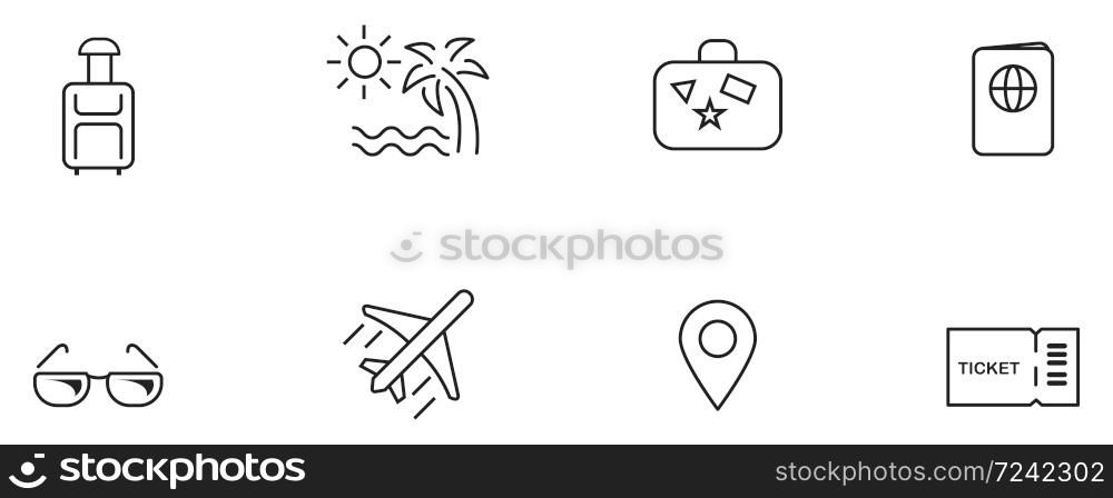 Summer icon set. Vector isolated line summer collection.