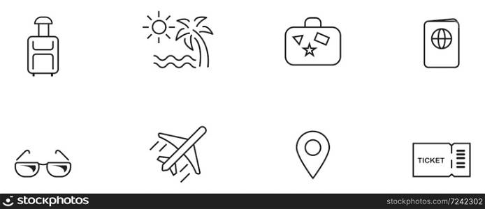 Summer icon set. Vector isolated line summer collection.