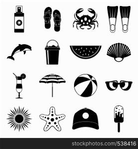 Summer icons set in simple style on a white background. Summer icons set, simple style
