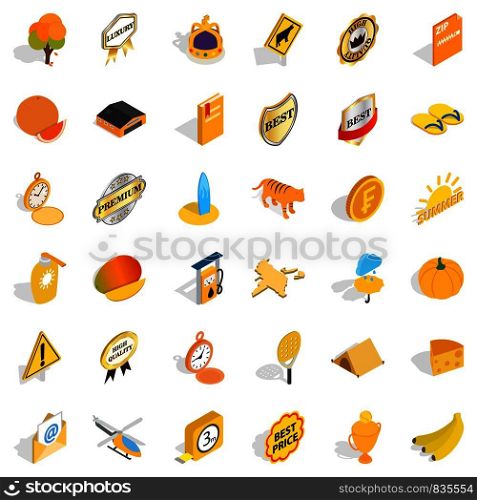 Summer icons set. Isometric style of 36 summer vector icons for web isolated on white background. Summer icons set, isometric style