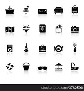 Summer icons with reflect on white background, stock vector