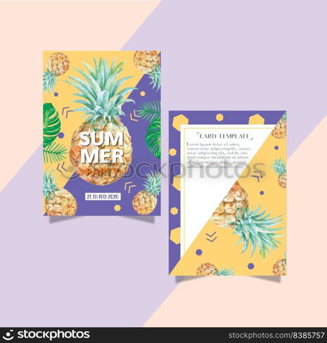 Summer Invitation card design holiday party on the beach sea sunshine, creative watercolor vector illustration design