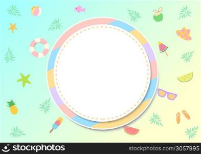 Summer items design with pastel color and frame