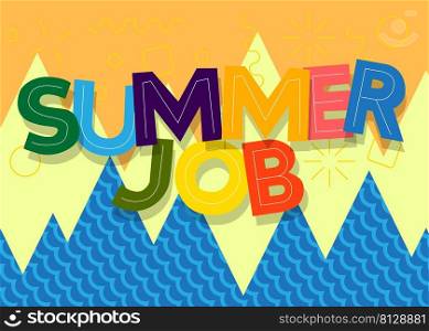 Summer Job. Word written with Children s font in cartoon style.