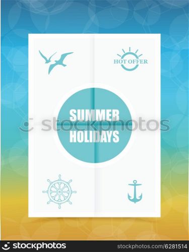 Summer Label on Folded paper, vector