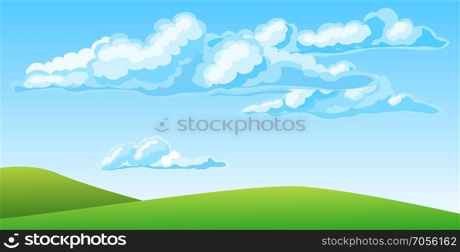 Summer landscape with beautiful clouds. Summer landscape with beautiful clouds. Vector illustration