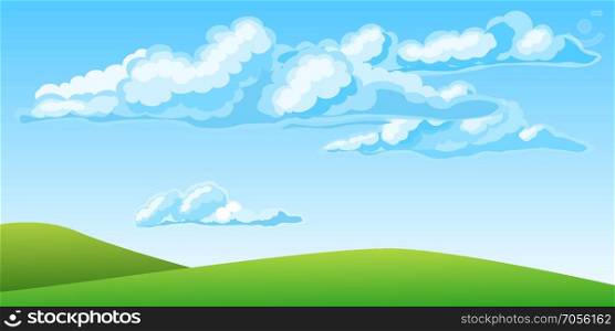 Summer landscape with beautiful clouds. Summer landscape with beautiful clouds. Vector illustration