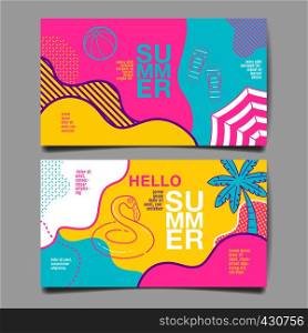 summer , layout design, greeting card, cover book, banner, stripe line, colorful, template design, vector illustration