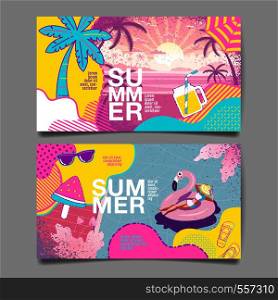 summer layout template design, Holiday, Vacation, banner, colorful, vector illustration, texture & abstract background.