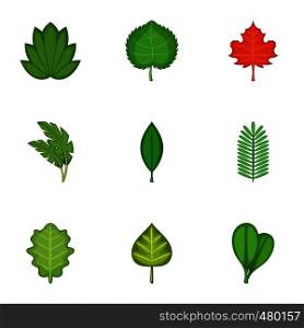 Summer leaves icons set. Cartoon set of 9 summer leaves vector icons for web isolated on white background. Summer leaves icons set, cartoon style