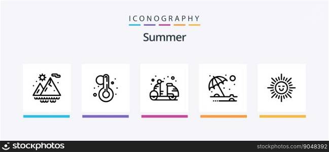 Summer Line 5 Icon Pack Including person. beach. beach. summer. ball. Creative Icons Design