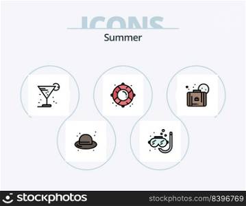 Summer Line Filled Icon Pack 5 Icon Design. bag. planet. compass. international. earth