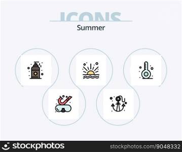Summer Line Filled Icon Pack 5 Icon Design. . . beach. sun. calender
