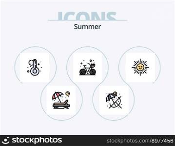 Summer Line Filled Icon Pack 5 Icon Design. hot. beach. cone. treat. popsicle