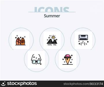 Summer Line Filled Icon Pack 5 Icon Design. kite. happy. summer. sunglasses. summer