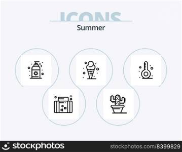 Summer Line Icon Pack 5 Icon Design. beach. cream. fire. cone. starfish