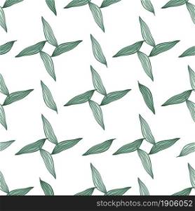 Summer line leaves pattern on green background. Abstract botanical backdrop. Creative nature wallpaper. Design for fabric , textile print, wrapping, cover. vector illustration.. Summer line leaves pattern on green background.