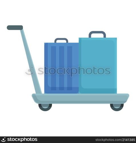 Summer luggage trolley icon cartoon vector. Airport travel. Suitcase cart. Summer luggage trolley icon cartoon vector. Airport travel