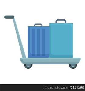 Summer luggage trolley icon cartoon vector. Airport travel. Suitcase cart. Summer luggage trolley icon cartoon vector. Airport travel