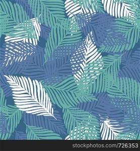 Summer nature jungle print. Exotic plant. Tropical pattern, palm leaves seamless vector floral background.. Abstract tropical pattern, palm leaves seamless floral background.