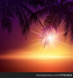 Summer Night. Palm trees in the night. Vector illustration. Summer Night. Palm trees in the night. Vector illustration EPS 10