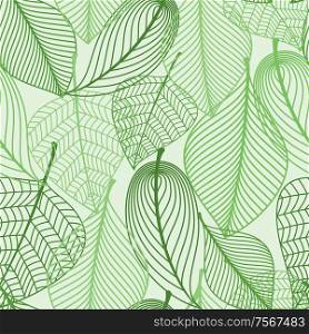 Summer or spring foliage green tree leaves seamless pattern background. For wallpaper, tiles and fabric design