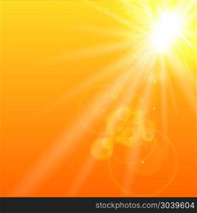 Summer orange background with sunlight. Vector illustration. Summer orange background with sunlight.