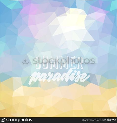 Summer paradise. Poster on tropical beach background. Vector eps10.