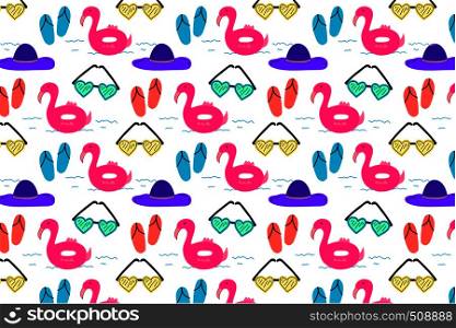 Summer pattern background, Tropical flamingo pattern, Vector illustration.