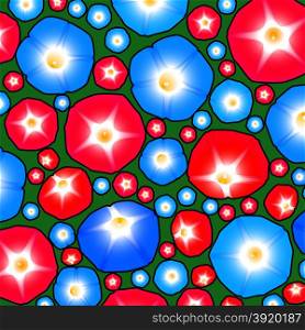 Summer pattern with flowers ipomoea morning glory