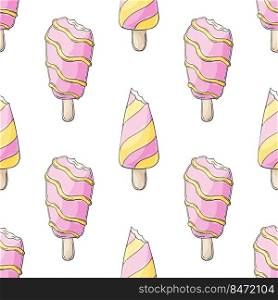 Summer. Pink ice cream seamless pattern. Wonderful bright pattern with a cold dessert. Print for design. Print for cloth design, textile, fabric, wallpaper