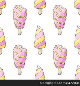 Summer. Pink ice cream seamless pattern. Wonderful bright pattern with a cold dessert. Print for cloth design, textile, fabric, wallpaper. Print for cloth design, textile, fabric, wallpaper