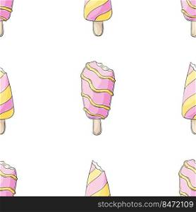 Summer. Pink ice cream seamless pattern. Wonderful bright pattern with a cold dessert. Print for cloth design, textile, fabric, wallpaper, wrapping. Print for cloth design, textile, fabric, wallpaper